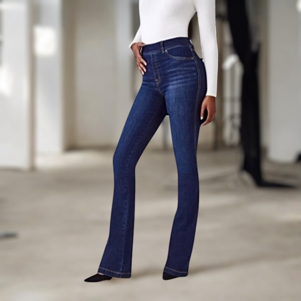 Spanx Flare Jeans Blue Denim Women’s Size S Stretch High Rise